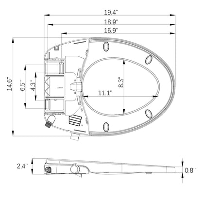 GARVEE Premium Non Electric Elongated Bidet Toilet Seats With Dual Nozzle Easy To Install And Use