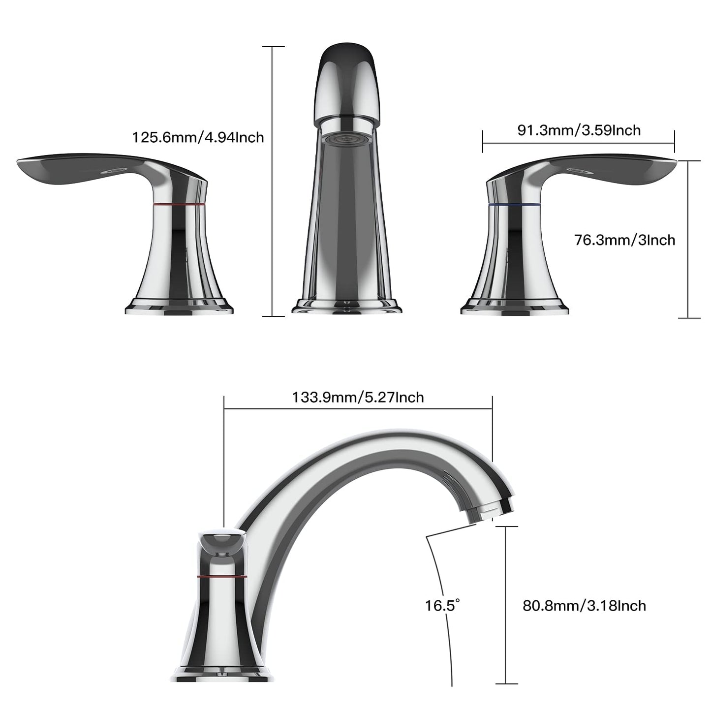 GARVEE Bathroom Sink Faucet Faucet For Bathroom Sink Widespread Chrome Bathroom Faucet 3 Hole