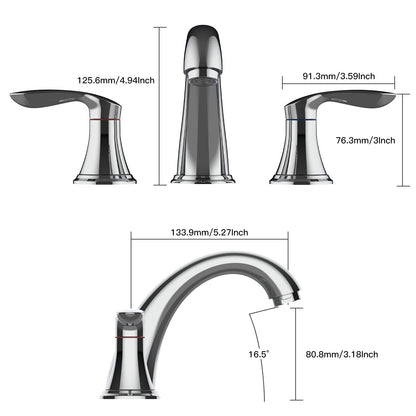 GARVEE Bathroom Sink Faucet Faucet For Bathroom Sink Widespread Chrome Bathroom Faucet 3 Hole