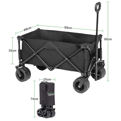 GARVEE Collapsible Outdoor Utility Wagon Cart Heavy Duty Foldable Beach Wagon With Big Wheels