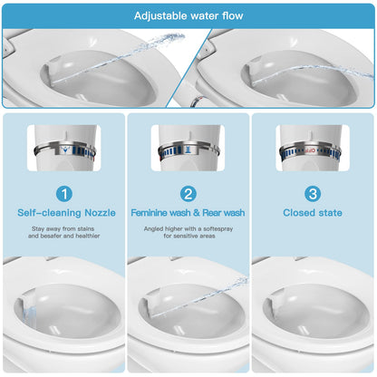 GARVEE Elongated Non-Electric Bidet Toilet Seat Bidet Attachment For Toilet With Self Cleaning Nozzles