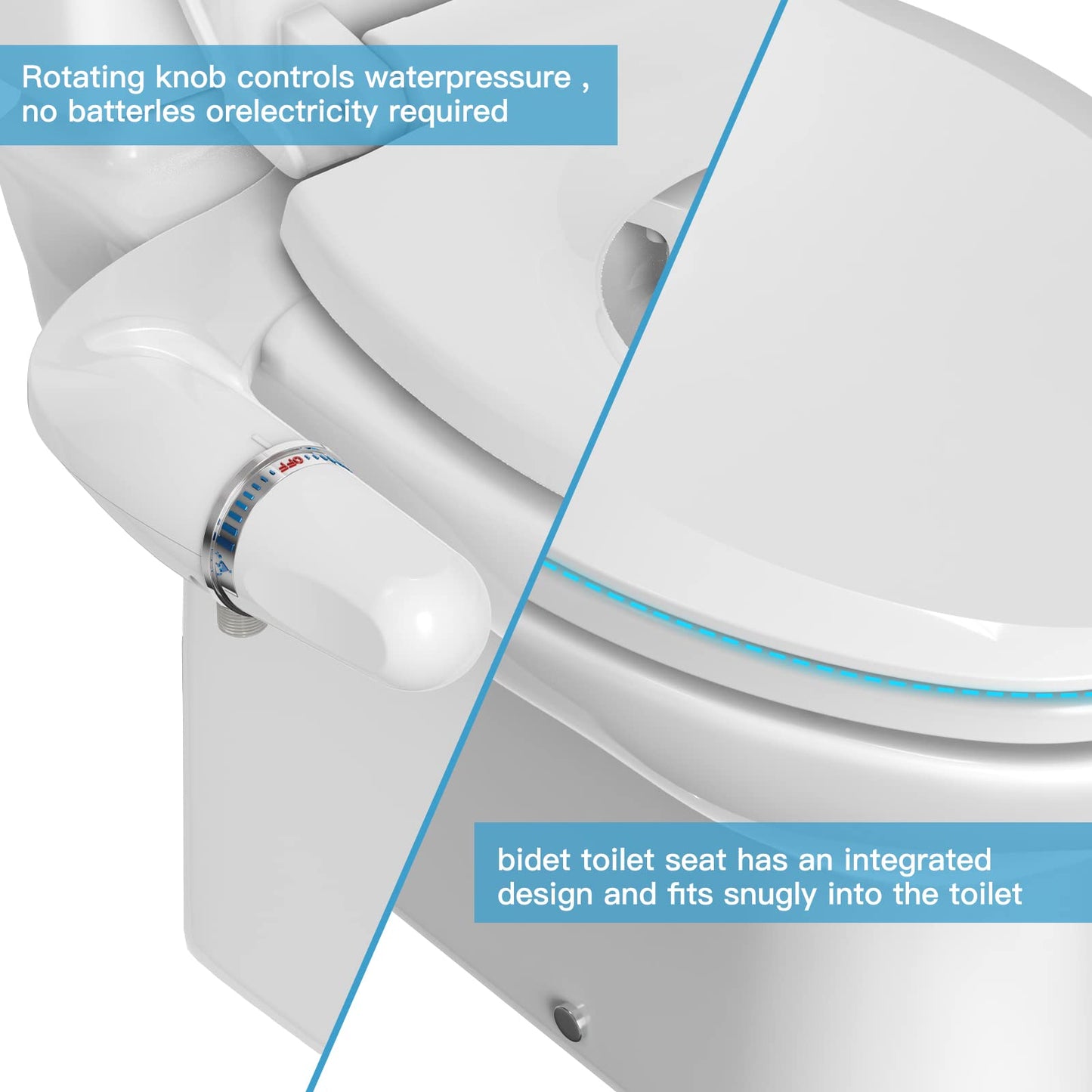 GARVEE Elongated Non-Electric Bidet Toilet Seat Bidet Attachment For Toilet With Self Cleaning Nozzles