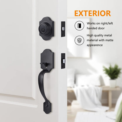 GARVEE Front Door Handle Sets With Deadbolt And Lever Door Handle Single Cylinder Reversible Door Lock Set