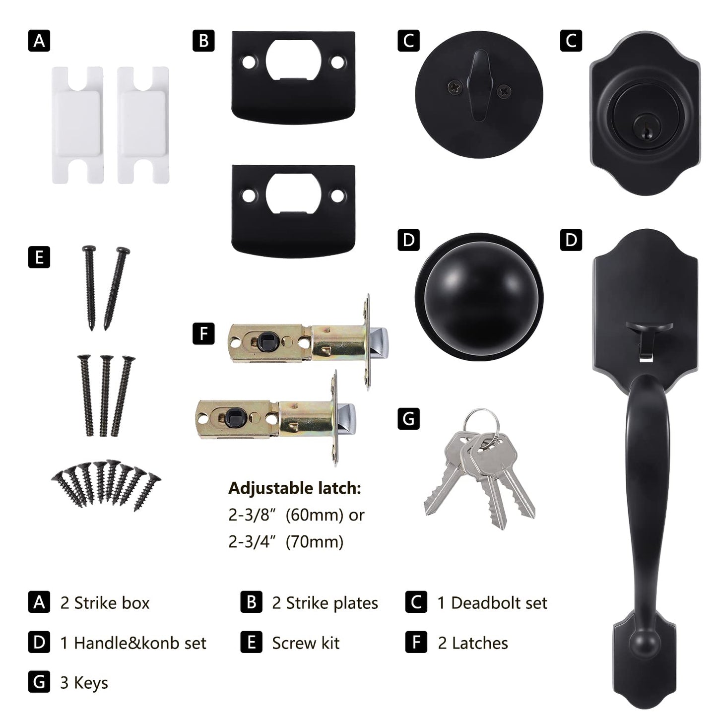 GARVEE Front Door Handle Sets With Deadbolt And Lever Door Handle Single Cylinder Reversible Door Lock Set