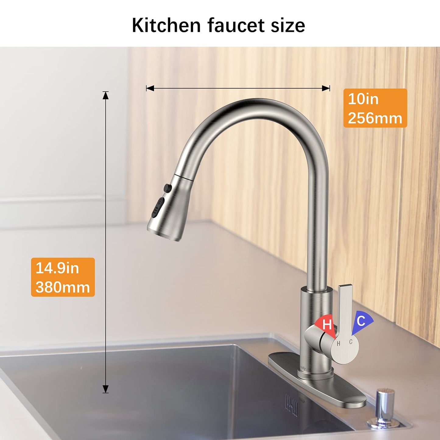 GARVEE Kitchen Faucet Kitchen Sink Faucet Kitchen Faucet With Pull Down Sprayer Perfect Commercial Modern Faucet