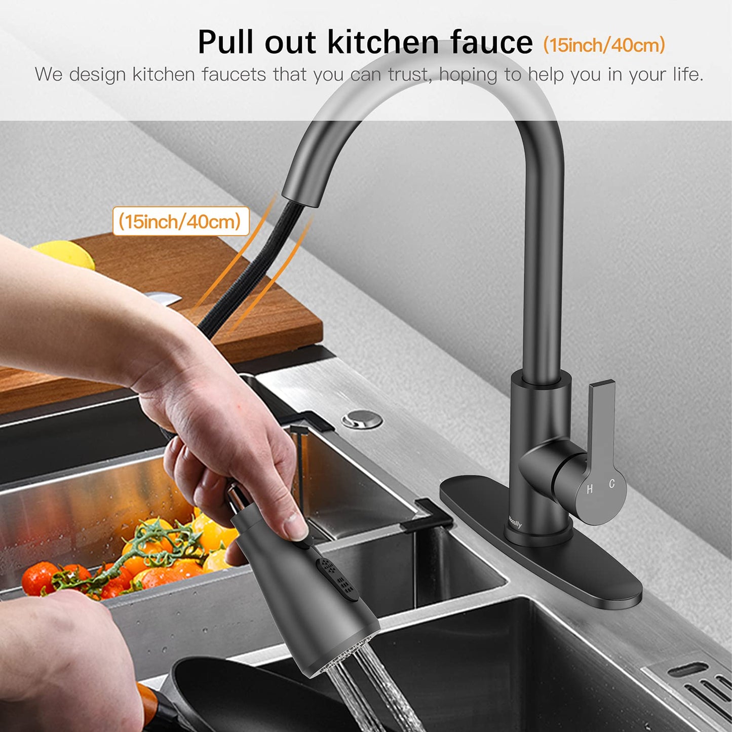 GARVEE Kitchen Faucet Kitchen Sink Faucet Kitchen Faucet With Pull Down Sprayer Perfect Commercial Modern Faucet