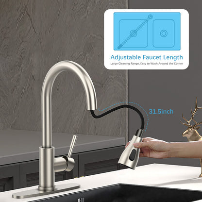 GARVEE Kitchen Faucet With Pull Down Sprayer For Kitchen Sink High Arc Kitchen Sink Faucet With 3 Modes