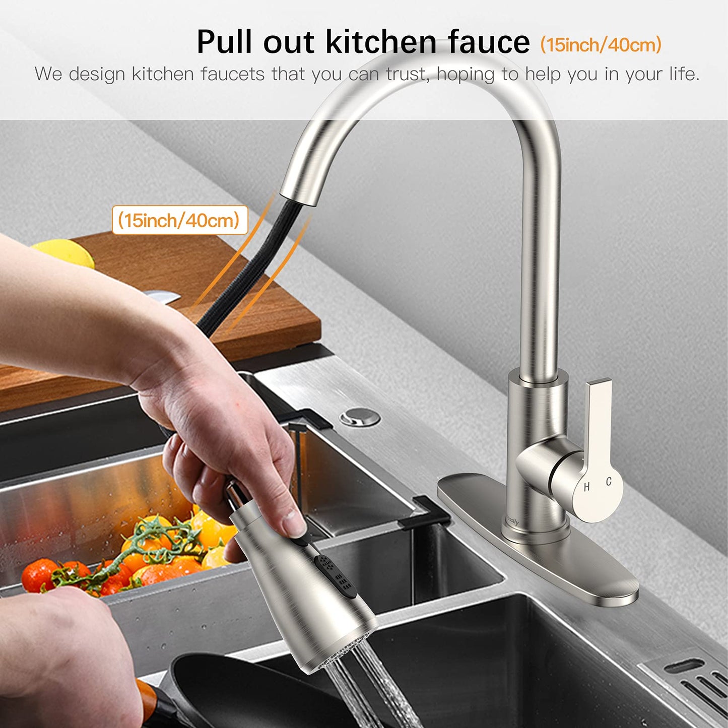 GARVEE Kitchen Faucet Kitchen Sink Faucet Kitchen Faucet With Pull Down Sprayer Perfect Commercial Modern Faucet