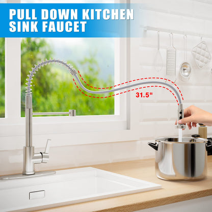 GARVEE Kitchen Faucet With Pull Down Sprayer Spring Sink Faucets