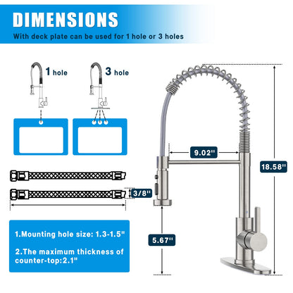 GARVEE Kitchen Faucet With Pull Down Sprayer Spring Sink Faucets