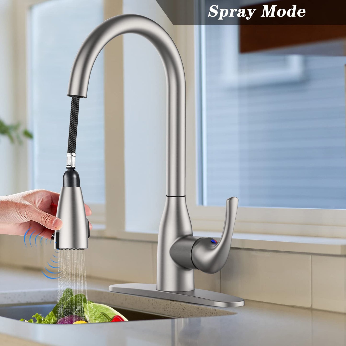 GARVEE Touchless Kitchen Faucet With Pull Down Sprayer Double Sensor Pulldown Faucet