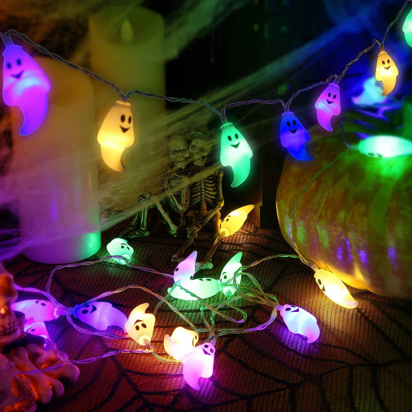 CYNDIE 20 LEDs Halloween Ghost String Lights 11.8ft