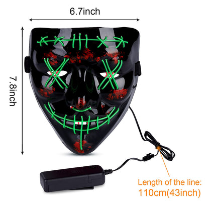 WHIZMAX Halloween 2pcs LED Mask Scary Mask Green Purple