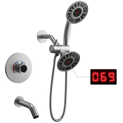 AquaFusion Trio Collection EVERSTEIN Digital Display Thermostatic Shower Faucet Set with Rough-in Valve