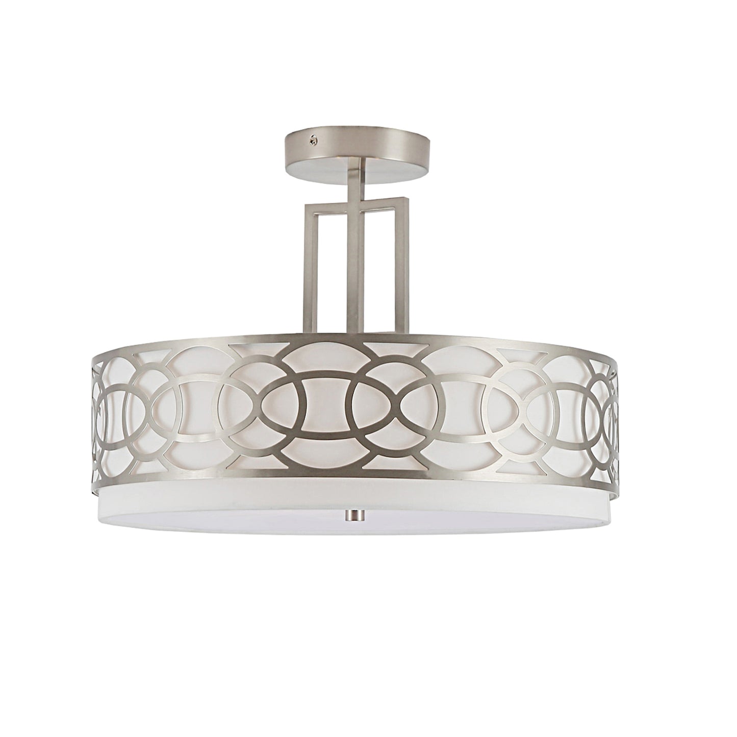 17in. 4-Light Silver Drum Semi Flush Mount Light