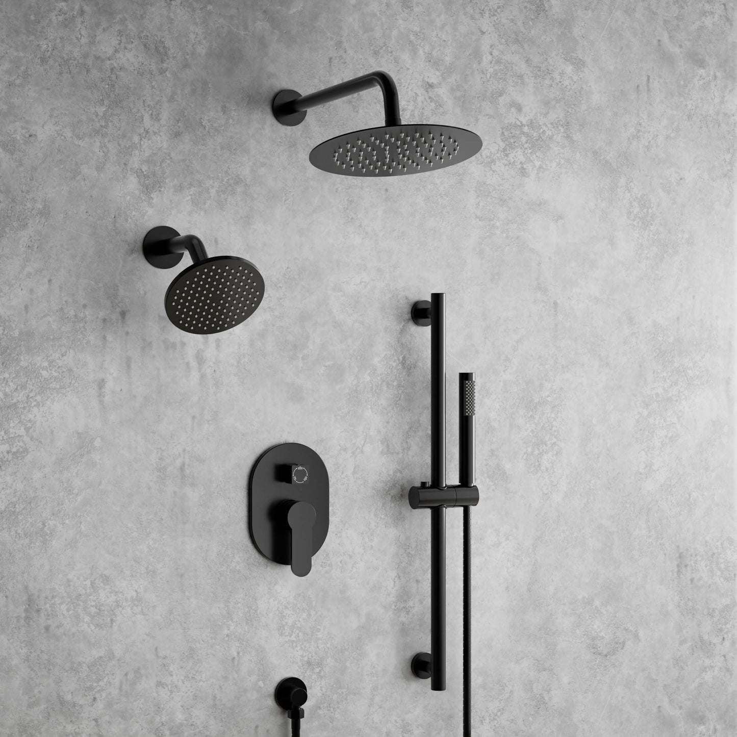 DualJetSpa 10" High-Pressure Rainfall Shower Faucet with Handheld Spray, Wall Mount, Rough in-Valve