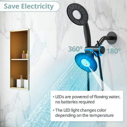 ThermaGlow Thermometer Shower Head: Water-Powered Fahrenheit Display, Child and Pet Showers