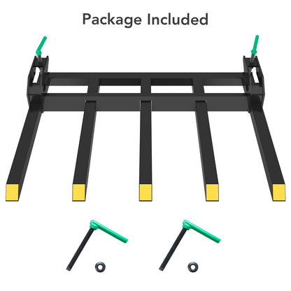 Garvee Clamp on Debris Forks to 48 Inch Bucket Heavy Duty Clamp On Pallet Fork 2500 lbs Capacity