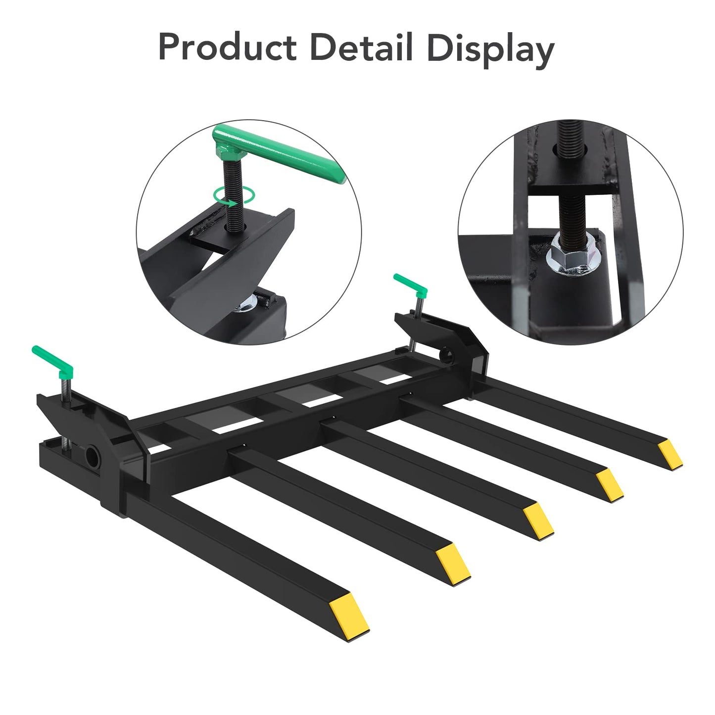 Garvee Clamp on Debris Forks to 48 Inch Bucket Heavy Duty Clamp On Pallet Fork 2500 lbs Capacity