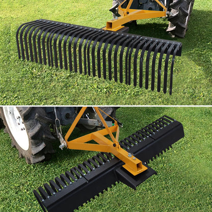 Garvee Heavy Duty Landscape Rock Rake 3 Point Attach 5 FT Tow Behind Garden Tractor Rotatable Rake