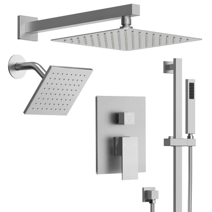 DualJetSpa 10" High-Pressure Rainfall Shower Faucet with Handheld Spray, Wall Mount, Rough in-Valve