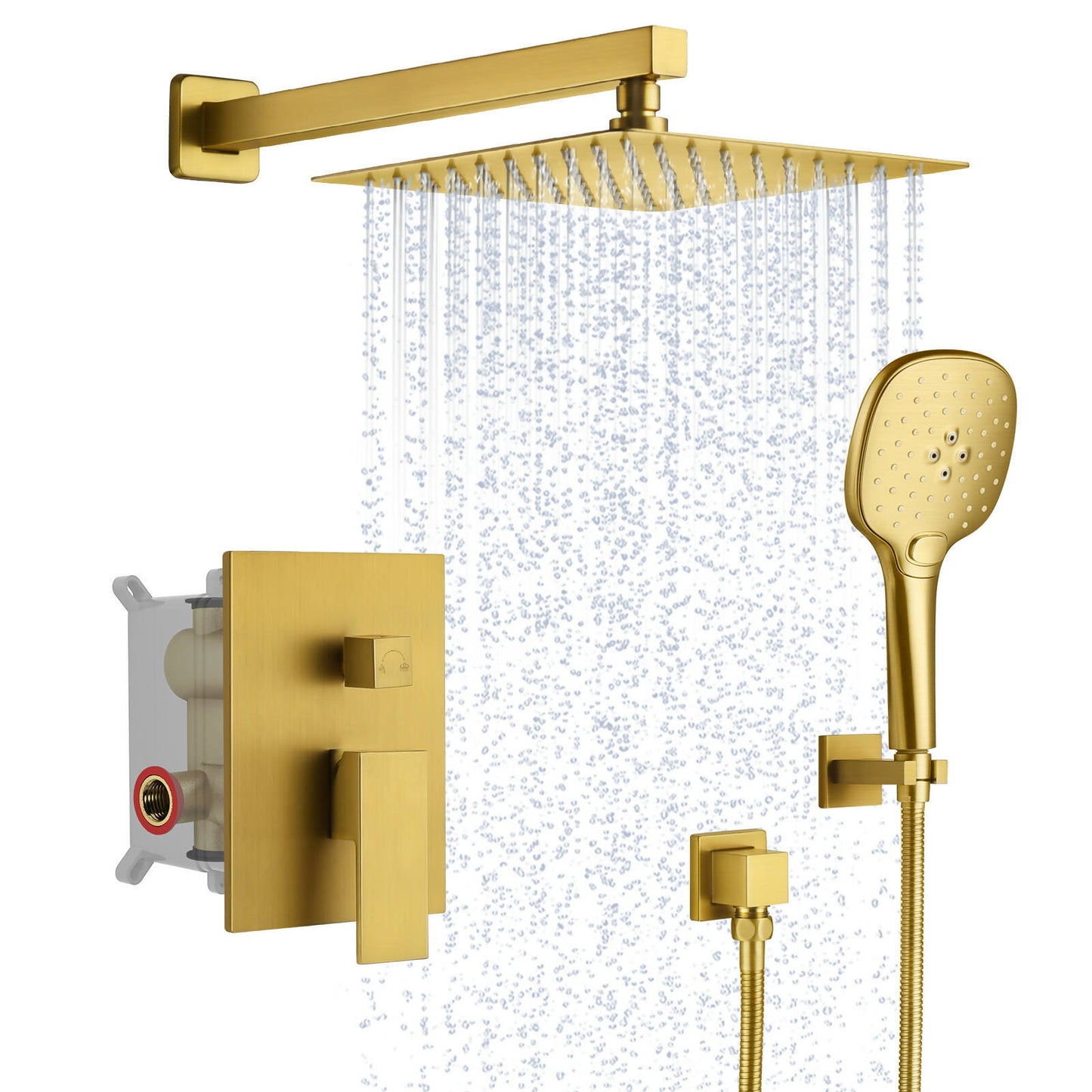 RainfallCascade 10” High-Pressure Shower Faucet, Wall Mount, Rough in-Valve, 2.5 GPM