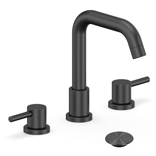 GARVEE Matte Black Widespread Bathroom Faucets for Sink 3 Hole 8 Inch 2 Handle Faucet