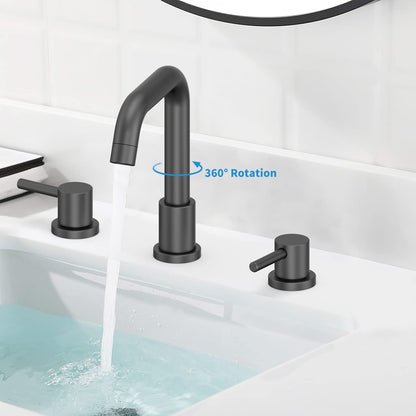 GARVEE Matte Black Widespread Bathroom Faucets for Sink 3 Hole 8 Inch 2 Handle Faucet