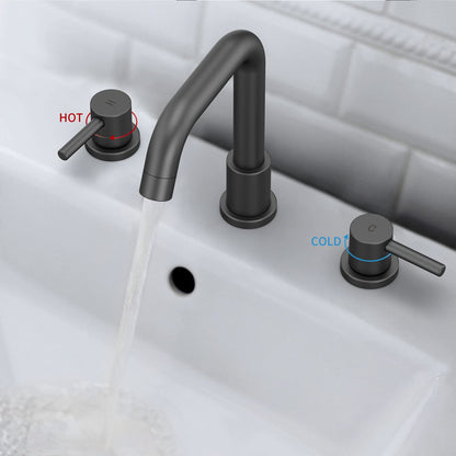 GARVEE Matte Black Widespread Bathroom Faucets for Sink 3 Hole 8 Inch 2 Handle Faucet