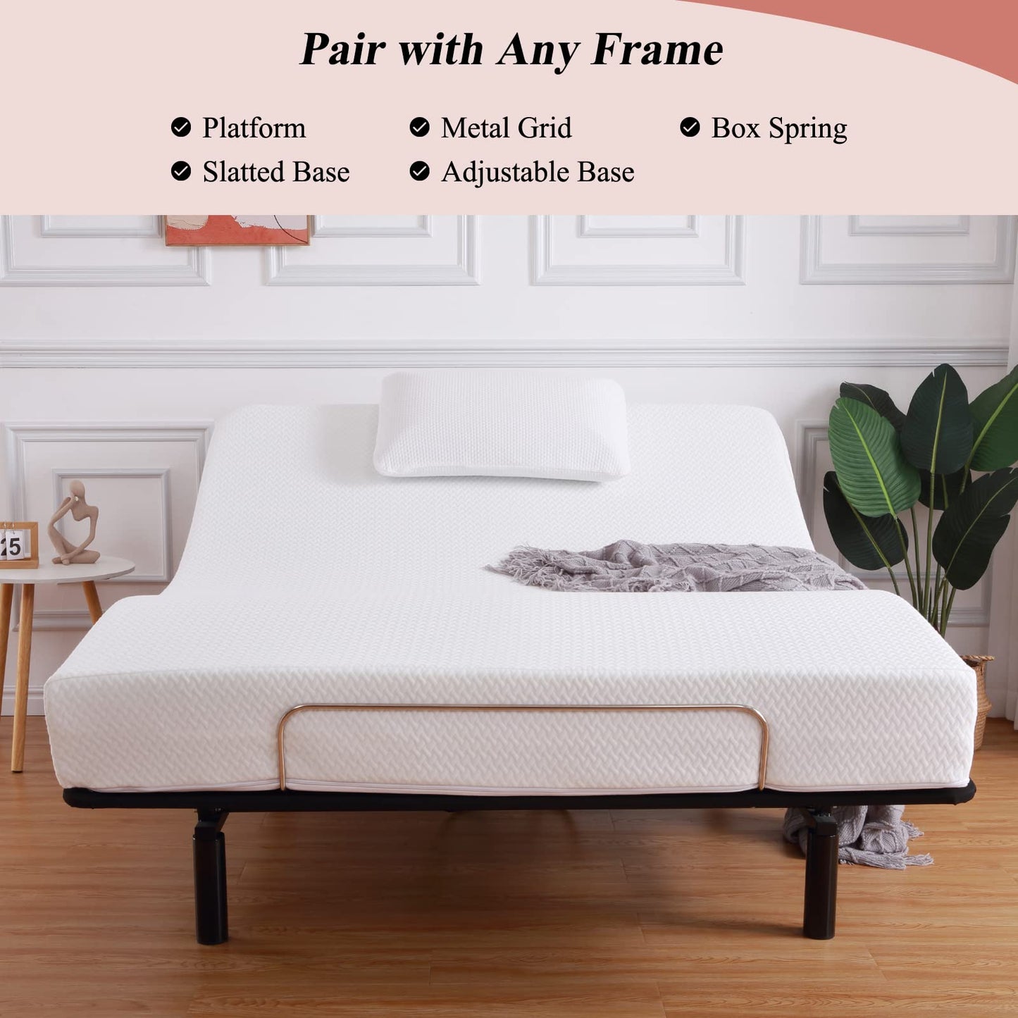 HOMHOUGO 8-Inch Twin Size Mattress Dual Layers Memory Foam Mattress Convoluted Foam Mattress