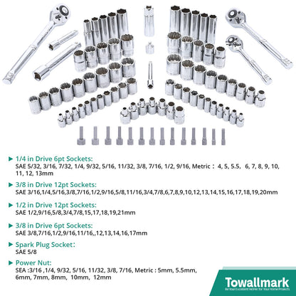 GARVEE 210 Piece Mechanics Tool Set and Socket Wrench Set SAE and Metric Hand Tool Kit