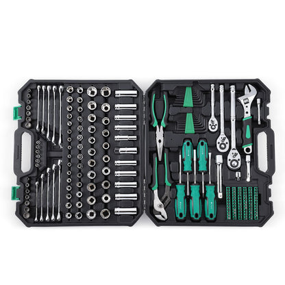 GARVEE 210 Piece Mechanics Tool Set and Socket Wrench Set SAE and Metric Hand Tool Kit
