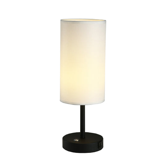 17 in. White Table Lamp with USB Port