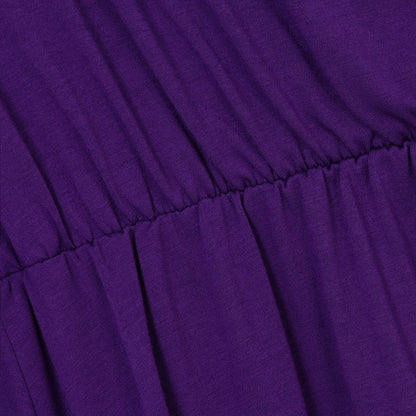 YESFASHION Women V-Neck Business Casual Party Mini Dress Purple