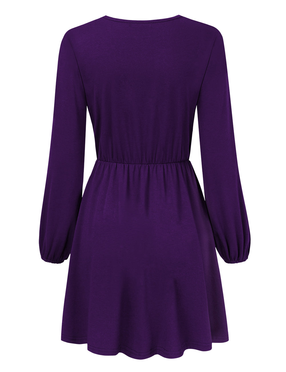 YESFASHION Women V-Neck Business Casual Party Mini Dress Purple