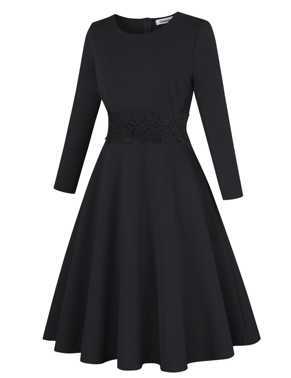 CLEARLOVE Ladies Cocktail Embroidered A-Line Dress Black