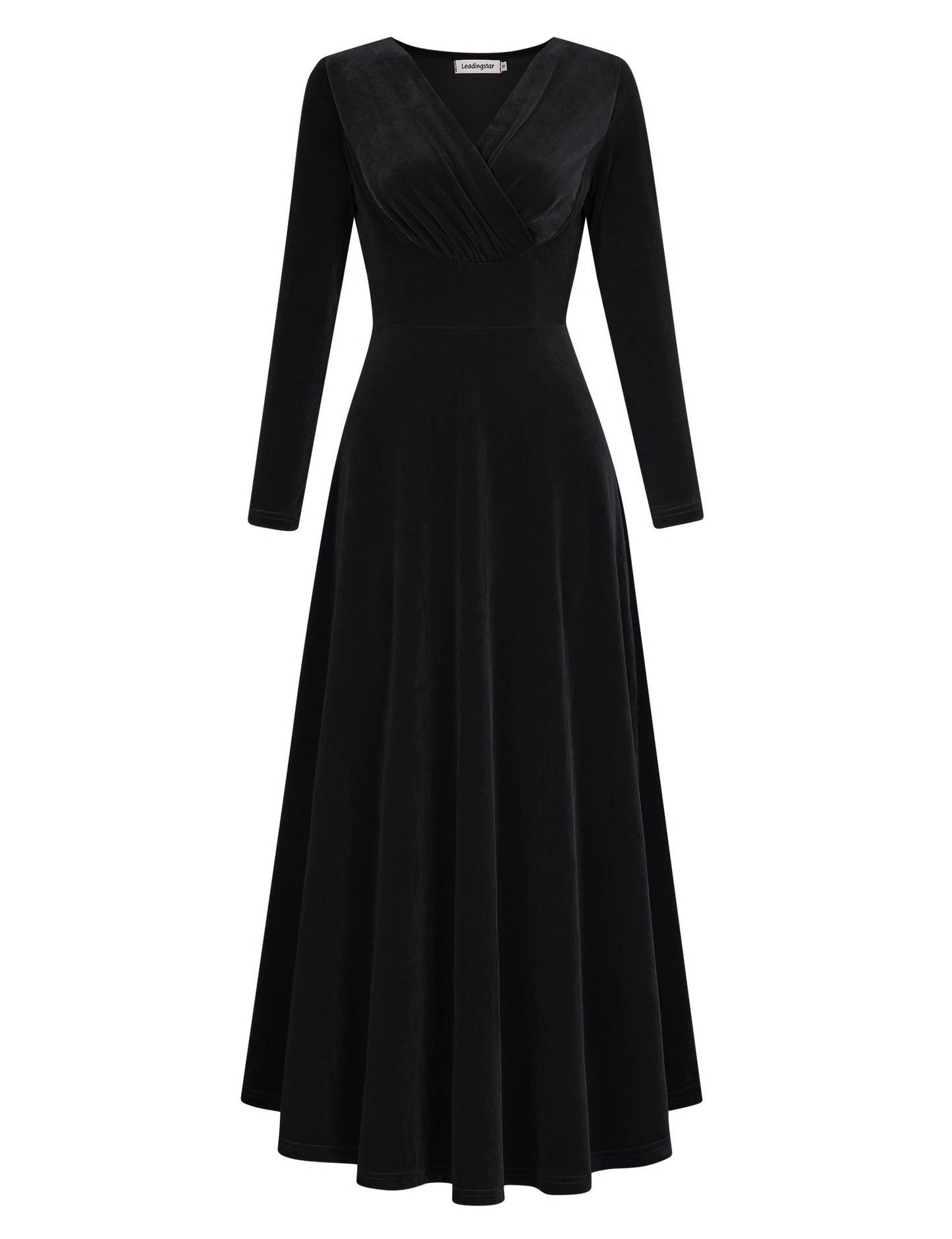 YESFASHION Women's V-Neck Velvet Smart Formal Party Maxi Dress