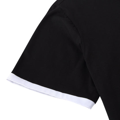 YESFASHION Mens Collared Shirts Short Polo Shirt Black