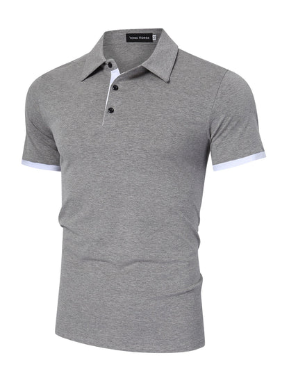 YESFASHION Mens Collared Shirts Short Polo Shirt Grey