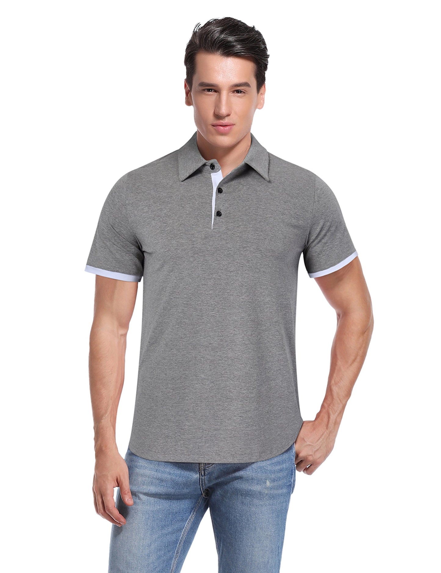 YESFASHION Mens Collared Shirts Short Polo Shirt