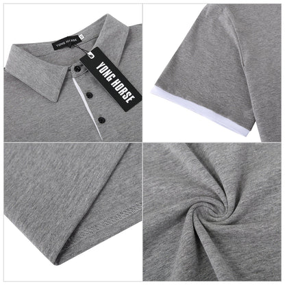 YESFASHION Mens Collared Shirts Short Polo Shirt Grey