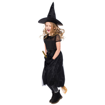 YESFASHION Halloween Witch Costume Mesh Little Witch Kids Dress