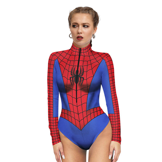 YESFASHION Halloween Spiderman Onesie Zip Inner Bodysuit Dress