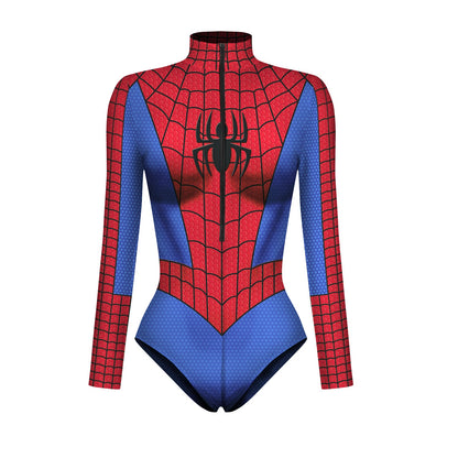 YESFASHION Halloween Spiderman Onesie Zip Inner Bodysuit Dress