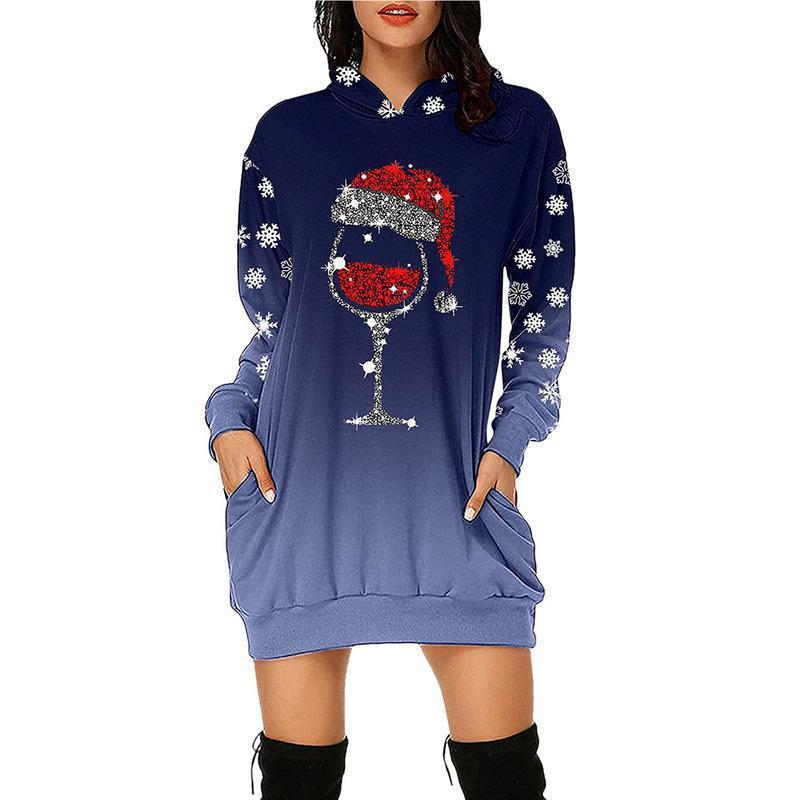 YESFASHION Christmas Printed Hooded Sweatshirts