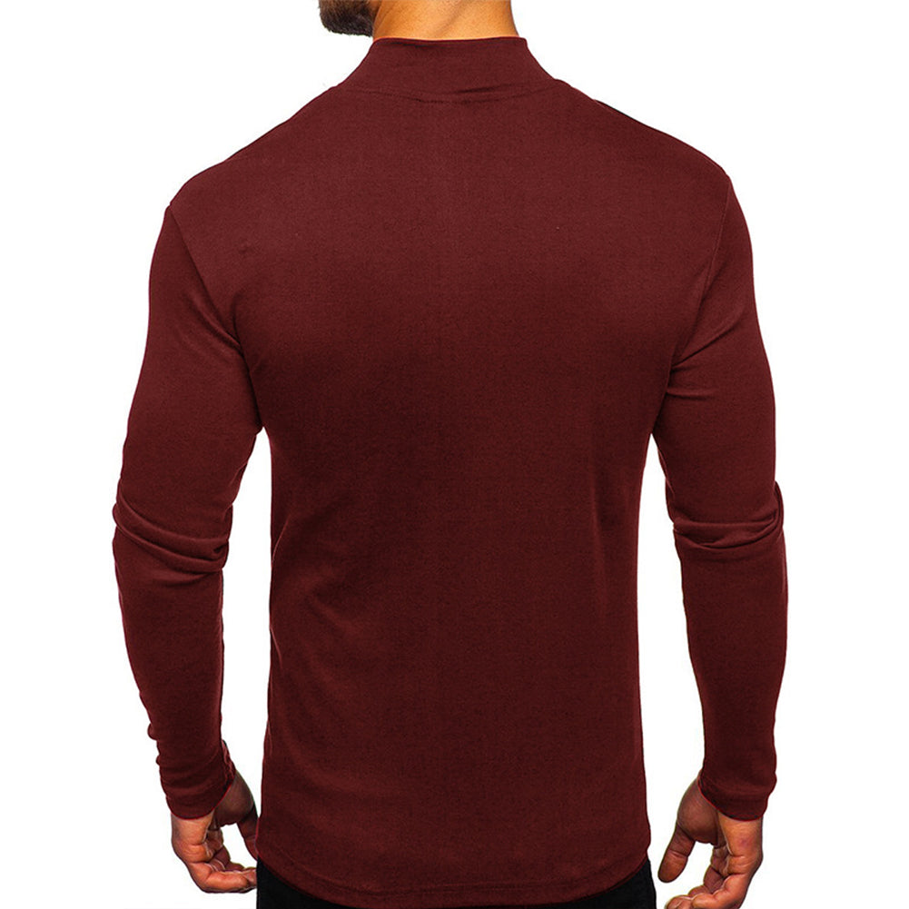 YESFASHION Men Thin Fleece Bottoming Shirt Long-sleeved T-shirt