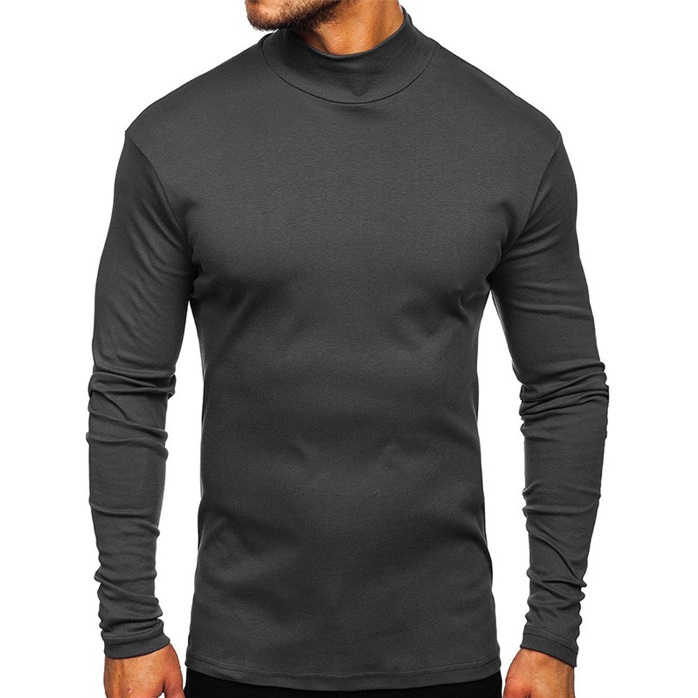 YESFASHION Turtleneck Men Thin Fleece Bottoming Shirt