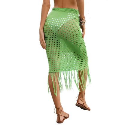 YESFASHION Bikini Tassel Seaside Blouse Skirt Knitted Skirt Women