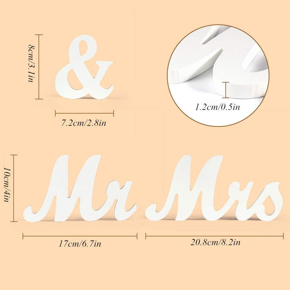 RONSHIN Wood Letters Mr Mrs Wedding Props Party Decoration White