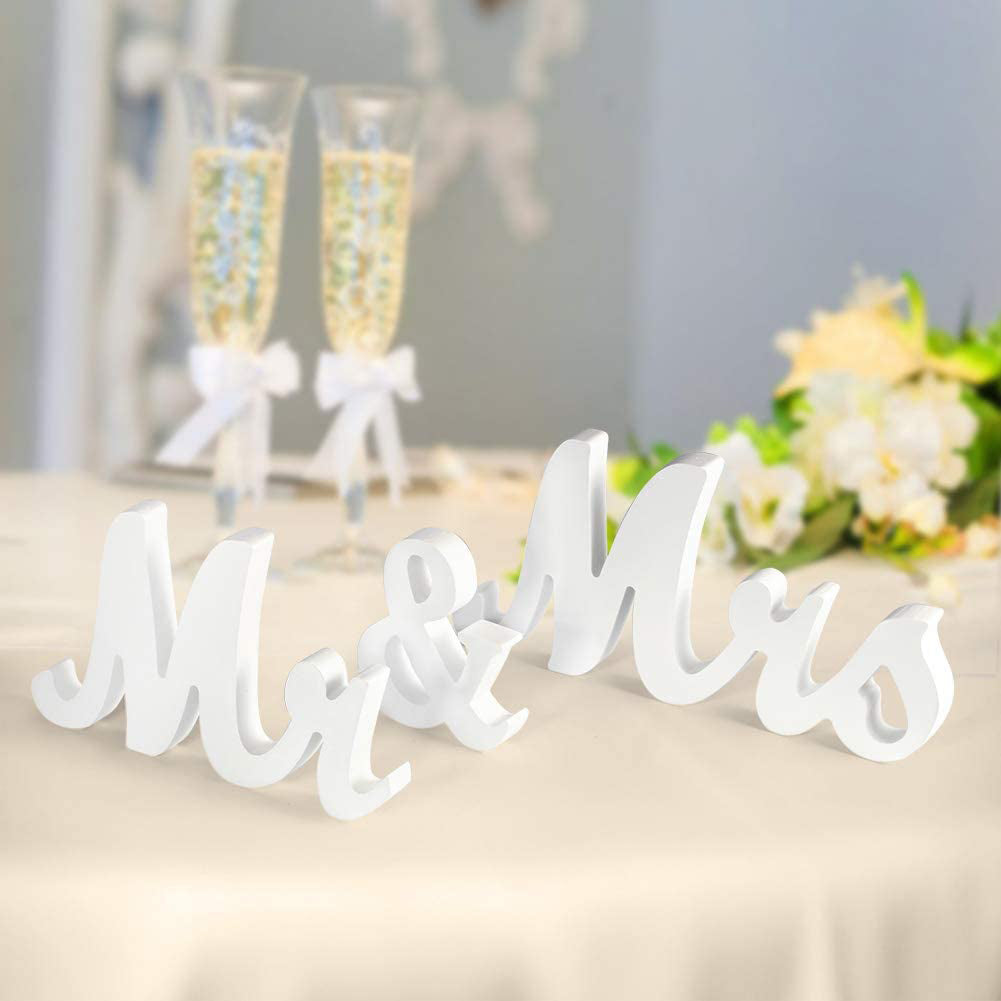 RONSHIN Wood Letters Mr Mrs Wedding Props Party Decoration White